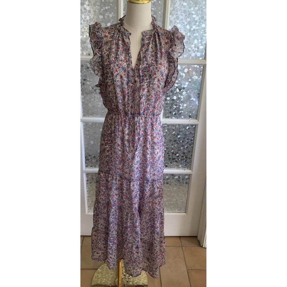 BB Dakota Steve Madden Dress  Floral Tiered Ruffle Midi Cottage Peasant Sz XS